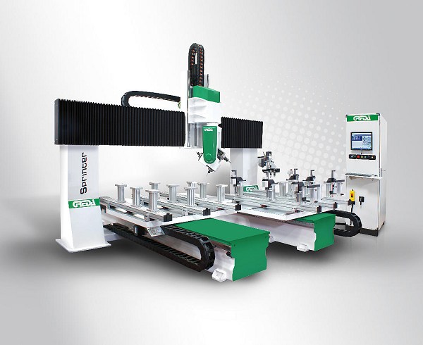 cnc simple and complex machining on 5 faces of the piece drilling, mortising, tenoning, milling, finger-joint, pantographing